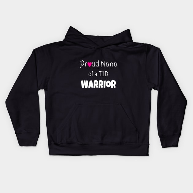 Proud Nana - White Text - Pink Heart Kids Hoodie by CatGirl101